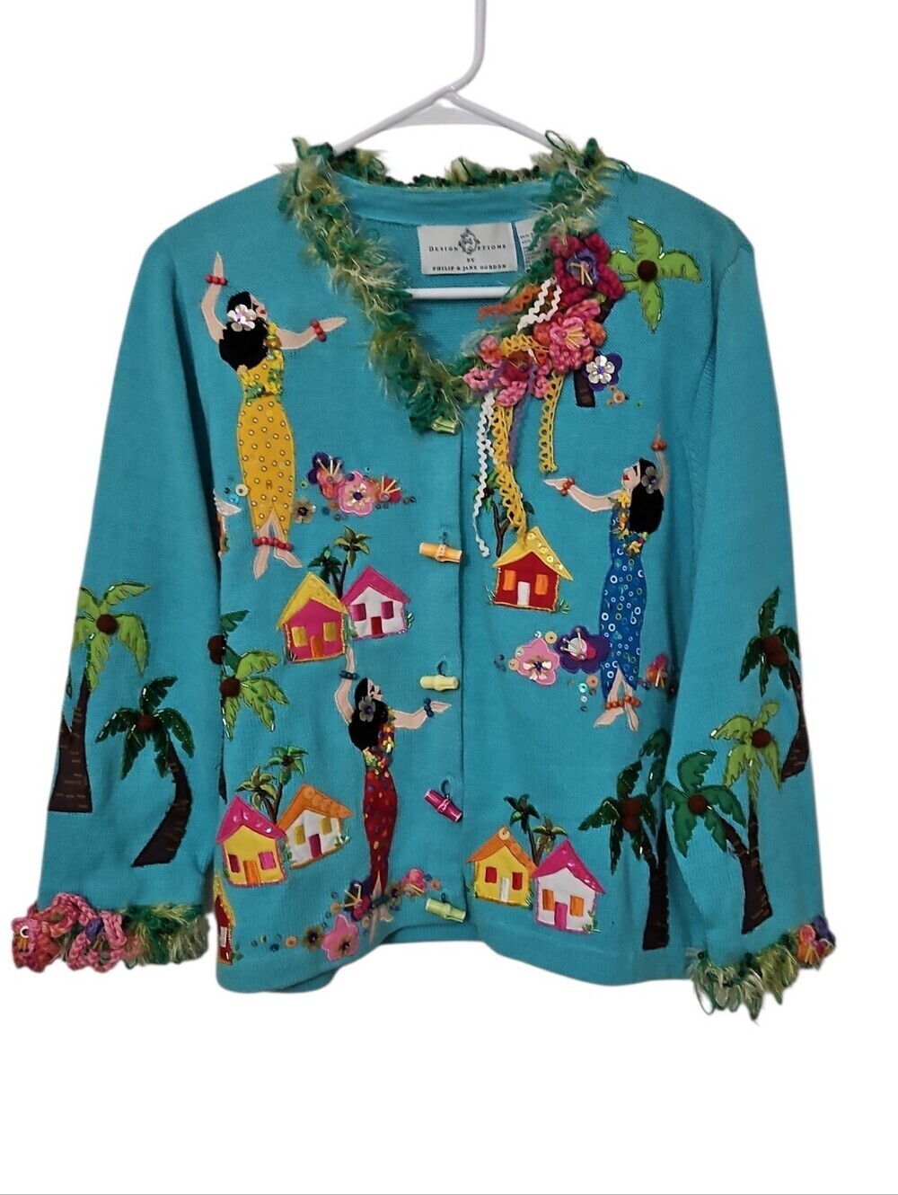 Vintage Design Options Phillip & Jane Gordan Tropical Embellished Cardigan Med